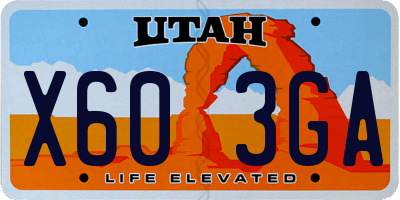 UT license plate X603GA