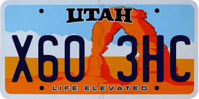 UT license plate X603HC