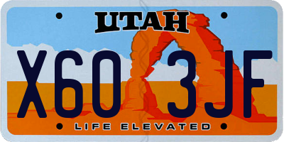 UT license plate X603JF