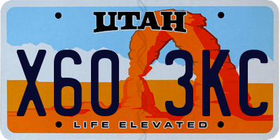 UT license plate X603KC