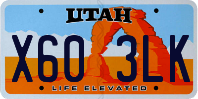 UT license plate X603LK