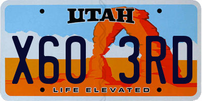 UT license plate X603RD