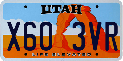 UT license plate X603VR
