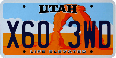 UT license plate X603WD