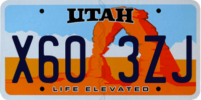 UT license plate X603ZJ