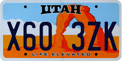 UT license plate X603ZK