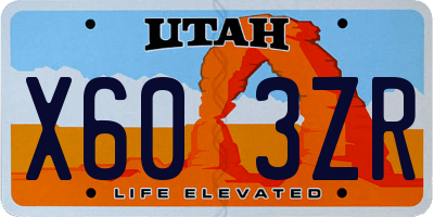 UT license plate X603ZR