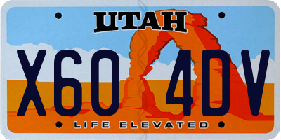 UT license plate X604DV
