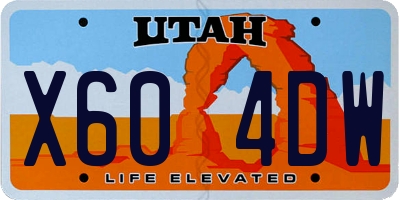 UT license plate X604DW