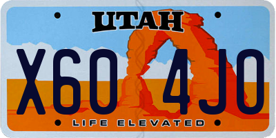 UT license plate X604JO