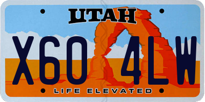 UT license plate X604LW