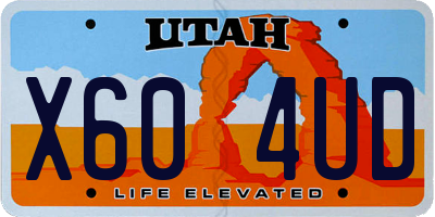 UT license plate X604UD