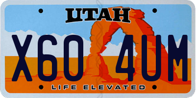 UT license plate X604UM