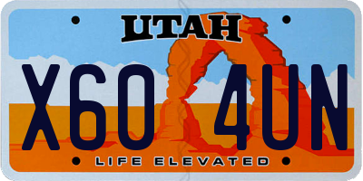 UT license plate X604UN