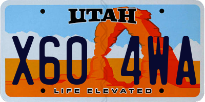 UT license plate X604WA