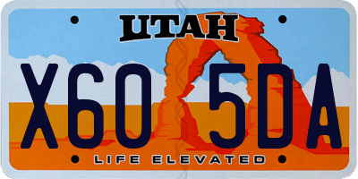 UT license plate X605DA