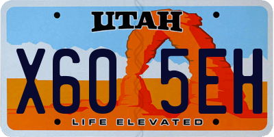 UT license plate X605EH