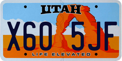 UT license plate X605JF