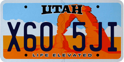 UT license plate X605JI