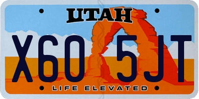 UT license plate X605JT