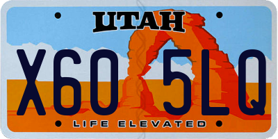 UT license plate X605LQ