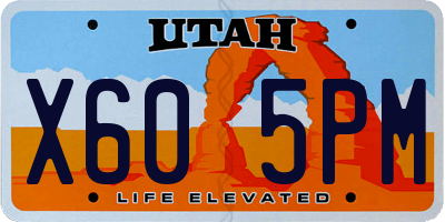 UT license plate X605PM