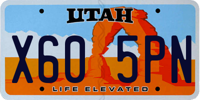 UT license plate X605PN