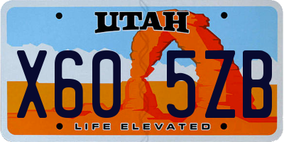 UT license plate X605ZB