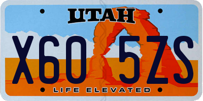 UT license plate X605ZS