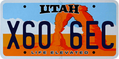 UT license plate X606EC