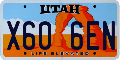 UT license plate X606EN