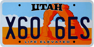 UT license plate X606ES