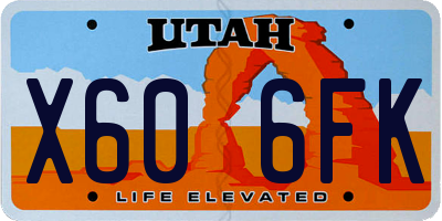 UT license plate X606FK
