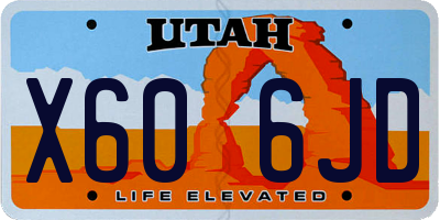 UT license plate X606JD