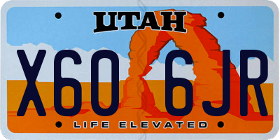 UT license plate X606JR