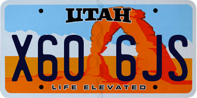 UT license plate X606JS