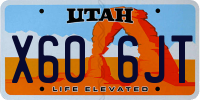 UT license plate X606JT