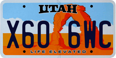 UT license plate X606WC