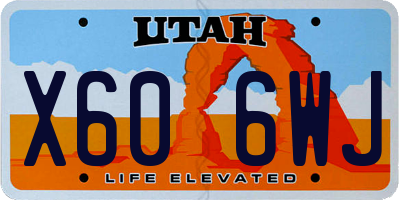 UT license plate X606WJ