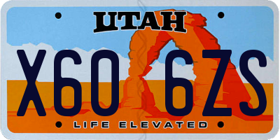 UT license plate X606ZS