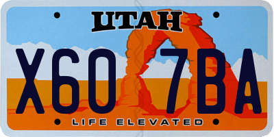 UT license plate X607BA