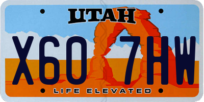 UT license plate X607HW