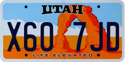 UT license plate X607JD