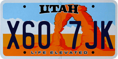 UT license plate X607JK