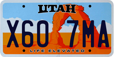 UT license plate X607MA