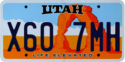 UT license plate X607MH