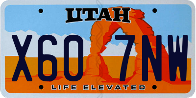 UT license plate X607NW