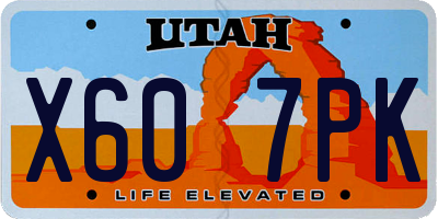 UT license plate X607PK