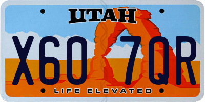 UT license plate X607QR