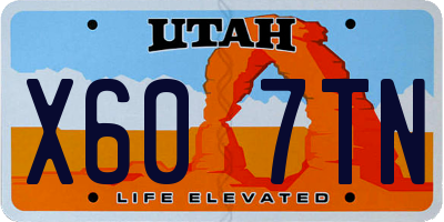 UT license plate X607TN